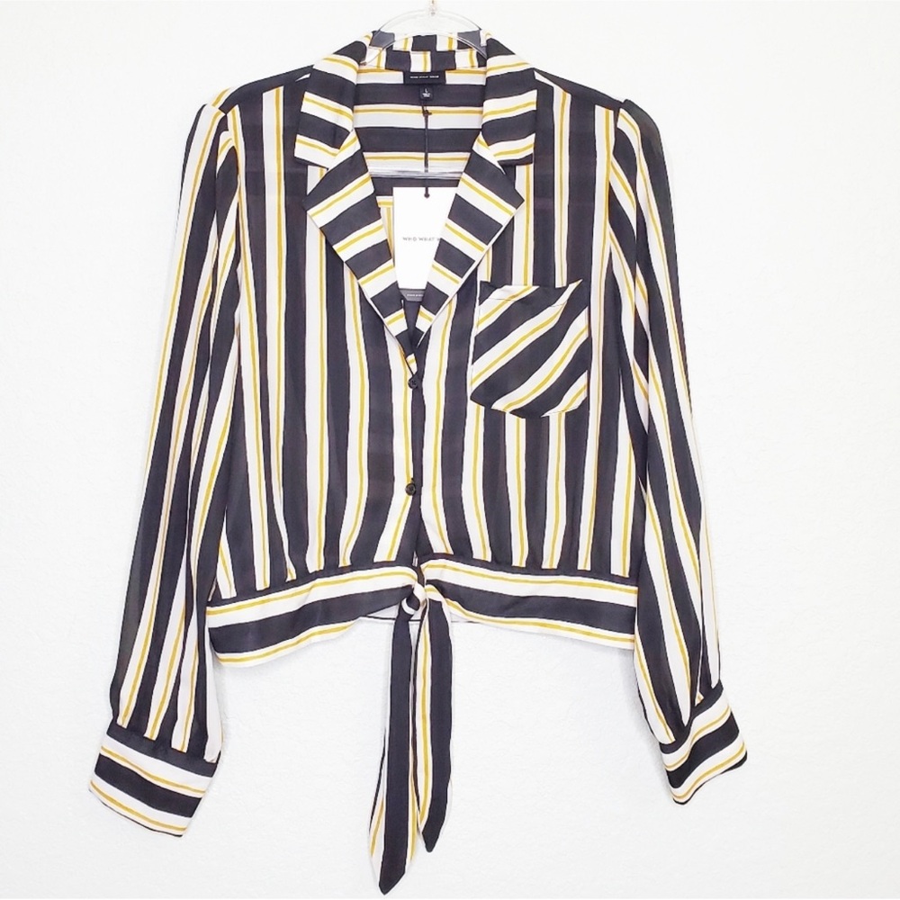 Tie Waist Button Down Blouse